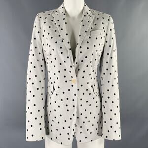 AKRIS Size 8 White Black Cotton Blend Polka Dot Blazer
